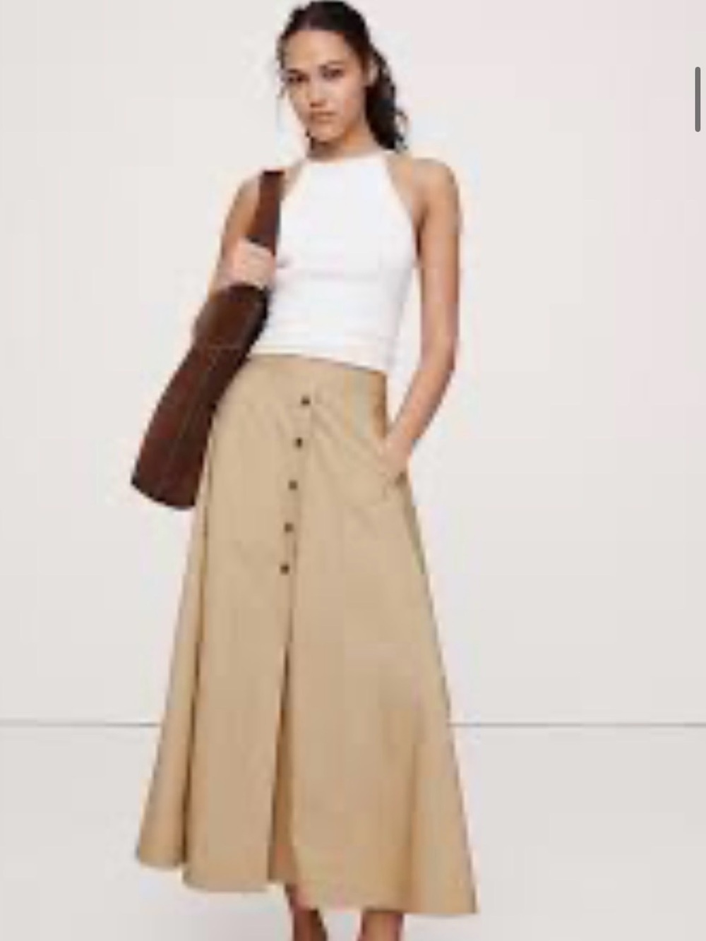 Banana Republic Cotton Poplin Button-Down Long Midi Skirt